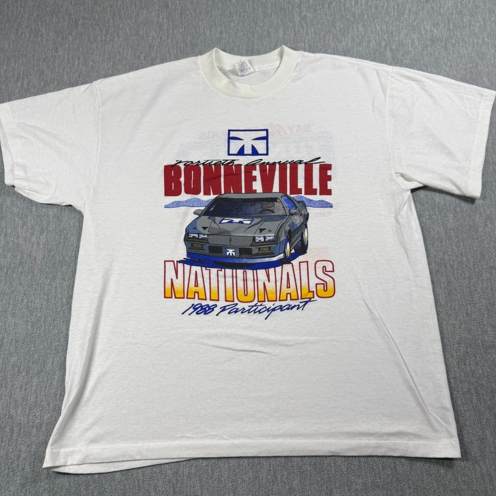 RP Sportswear T-Shirt Mens XL White Vintage 80s Bonneville Nationals 1988 USA